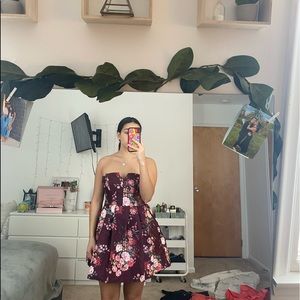 windsor floral strapless mini dress